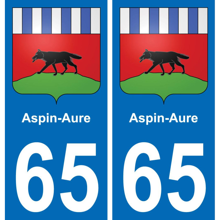 65 Aspin-Aure autocollant sticker plaque immatriculation auto ville