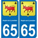 65 Aspin-en-Lavedan sticker plate registration city