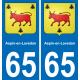 65 Aspin-en-Lavedan autocollant sticker plaque immatriculation auto ville