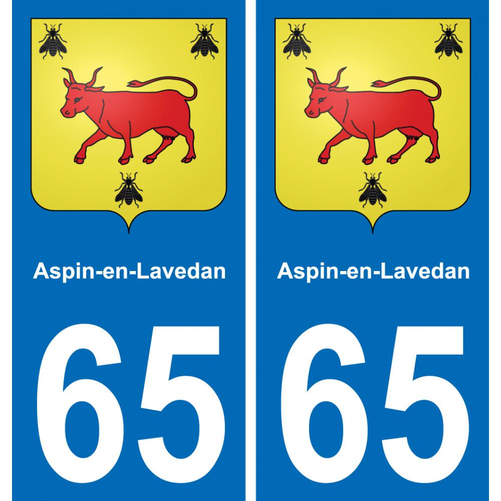 65 Aspin-en-Lavedan placa etiqueta de registro de la ciudad