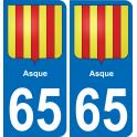 65 Asque autocollant sticker plaque immatriculation auto ville