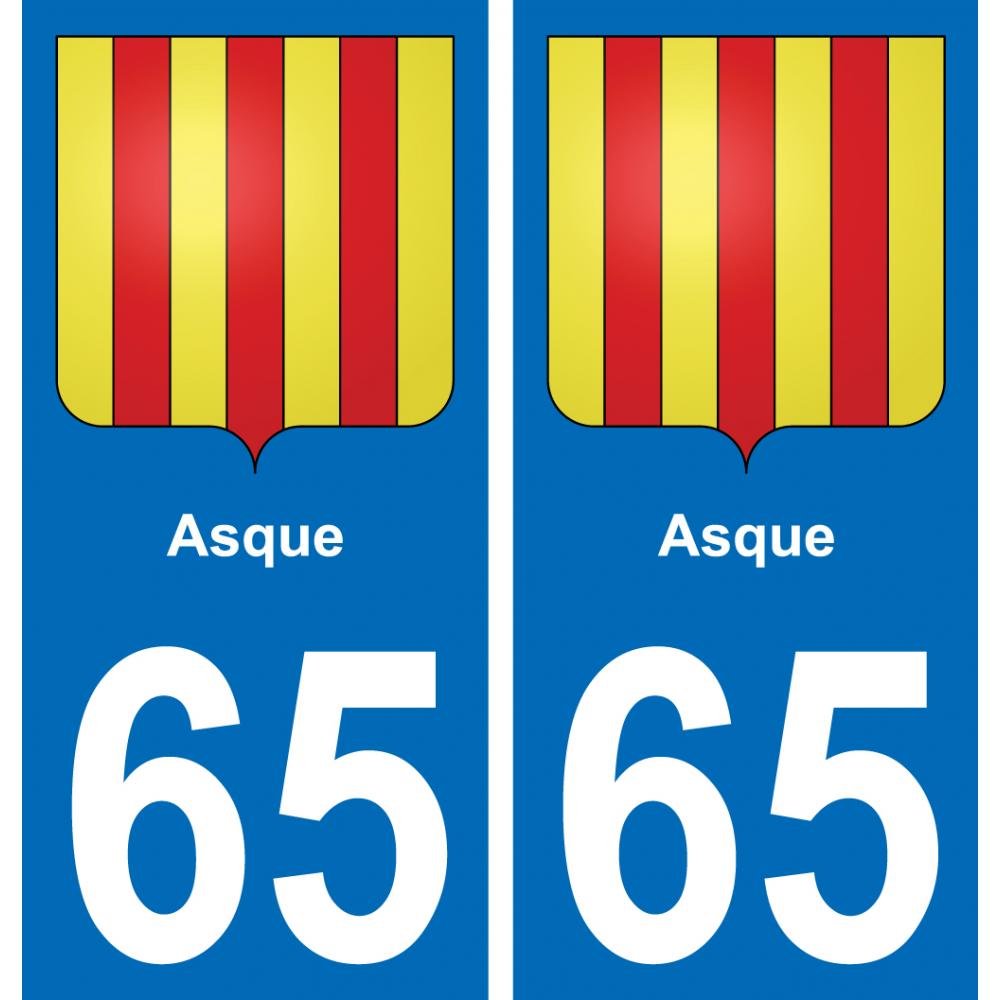 65 Asque autocollant sticker plaque immatriculation auto ville