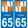 65 Astugue autocollant sticker plaque immatriculation auto ville