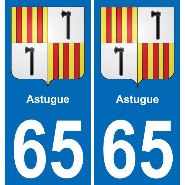 65 Astugue autocollant sticker plaque immatriculation auto ville