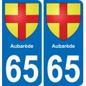65 Aubarède autocollant sticker plaque immatriculation auto ville