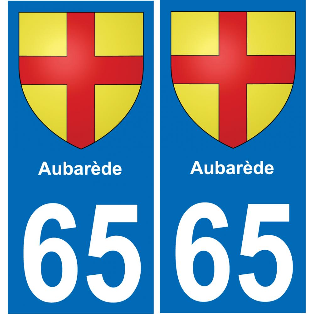 65 Aubarède autocollant sticker plaque immatriculation auto ville