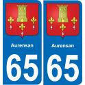 65 Aurensan autocollant sticker plaque immatriculation auto ville