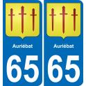 65 Auriébat autocollant sticker plaque immatriculation auto ville