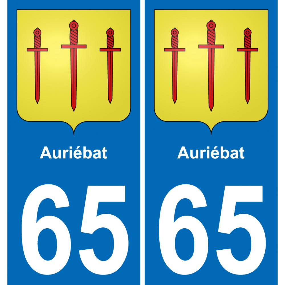 65 Auriébat autocollant sticker plaque immatriculation auto ville