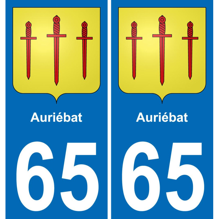 65 Auriébat sticker plate registration city