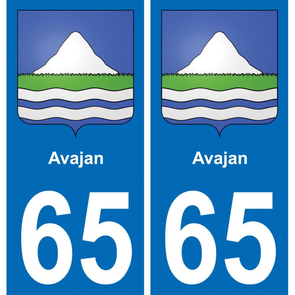 65 Avajan autocollant sticker plaque immatriculation auto ville