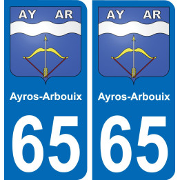 65 Ayros-Arbouix sticker plate registration city