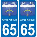 65 Ayros-Arbouix sticker plate registration city
