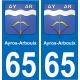 65 Ayros-Arbouix adesivo piastra di registrazione city