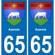 65 Azereix autocollant sticker plaque immatriculation auto ville