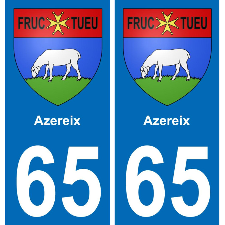 65 Azereix placa etiqueta de registro de la ciudad