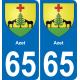65 Azet autocollant sticker plaque immatriculation auto ville