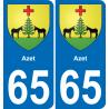 65 Azet autocollant sticker plaque immatriculation auto ville