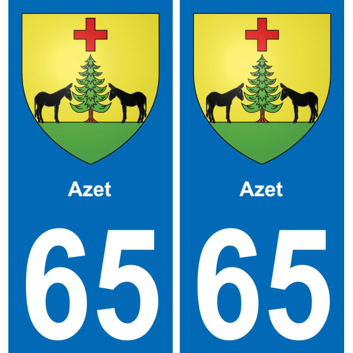 65 Azet autocollant sticker plaque immatriculation auto ville