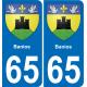 65 Banios autocollant sticker plaque immatriculation auto ville