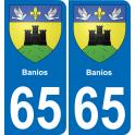 65 Banios autocollant sticker plaque immatriculation auto ville