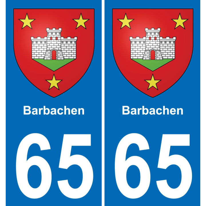65 Barbachen autocollant sticker plaque immatriculation auto ville