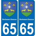 65 Barbazan-Dessus autocollant sticker plaque immatriculation auto ville