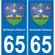 65 Barbazan-Dessus autocollant sticker plaque immatriculation auto ville