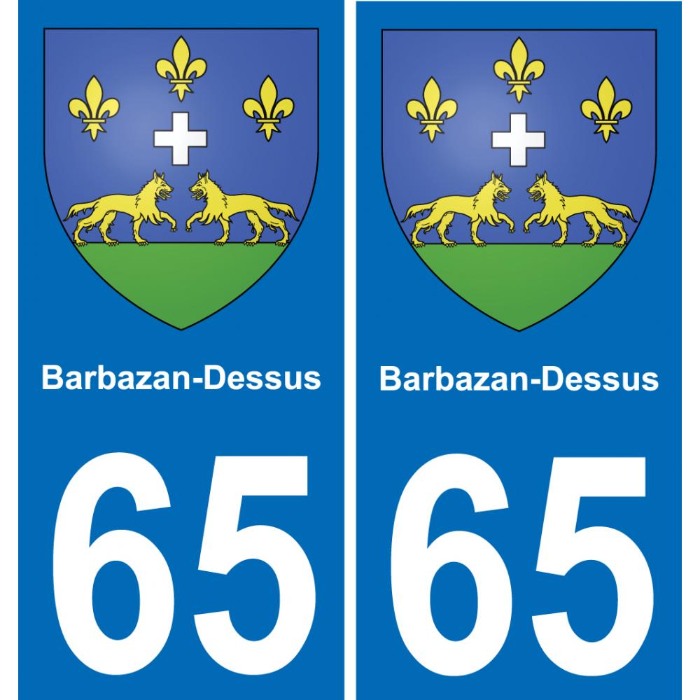 65 Barbazan-Dessus sticker plate registration city
