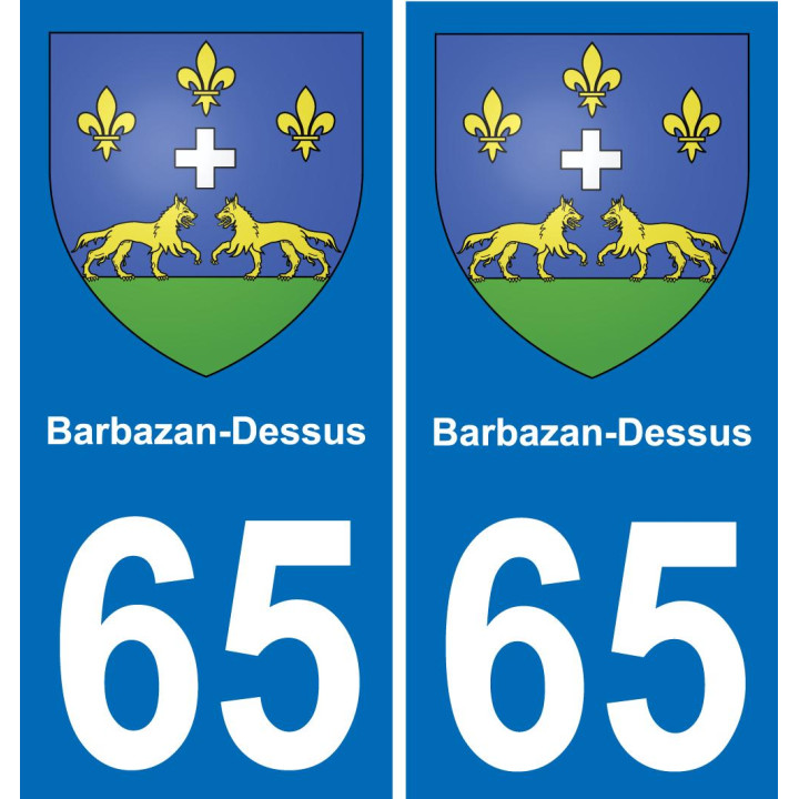 65 Barbazan-Dessus autocollant sticker plaque immatriculation auto ville