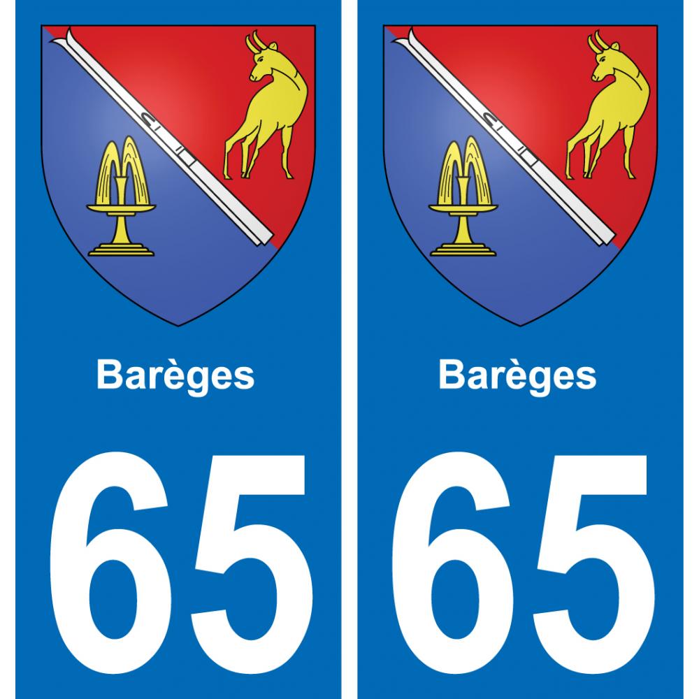 65 Barèges autocollant sticker plaque immatriculation auto ville