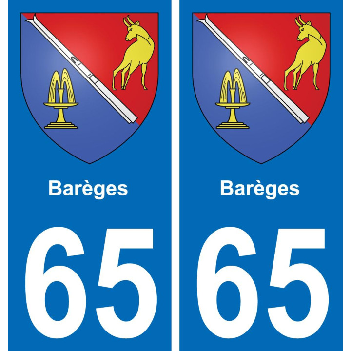 65 Barèges sticker plate registration city