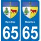 65 Bareilles autocollant sticker plaque immatriculation auto ville