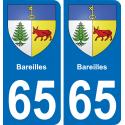 65 Bareilles sticker plate registration city