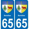 65 Bareilles autocollant sticker plaque immatriculation auto ville
