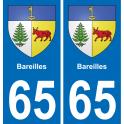 65 Bareilles sticker plate registration city