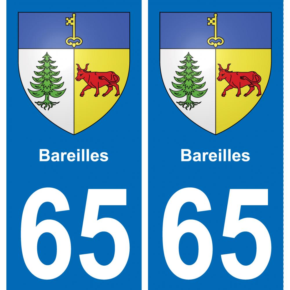 65 Bareilles placa etiqueta de registro de la ciudad