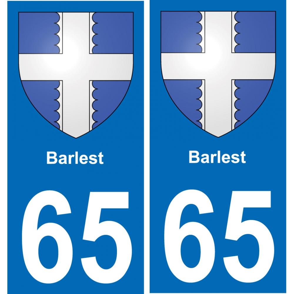 65 Barlest autocollant sticker plaque immatriculation auto ville
