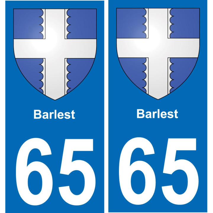 65 Barlest sticker plate registration city