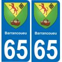 65 Barrancoueu sticker plate registration city