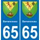 65 Barrancoueu sticker plate registration city