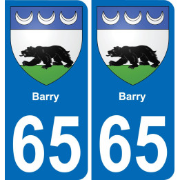 65 Barry autocollant sticker plaque immatriculation auto ville