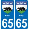 65 Barry sticker plate registration city