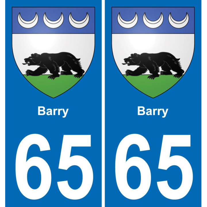 65 Barry autocollant sticker plaque immatriculation auto ville