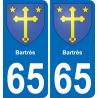 65 Bartrès placa etiqueta de registro de la ciudad
