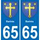 65 Bartrès sticker plate registration city
