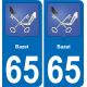 65 Bazet autocollant sticker plaque immatriculation auto ville