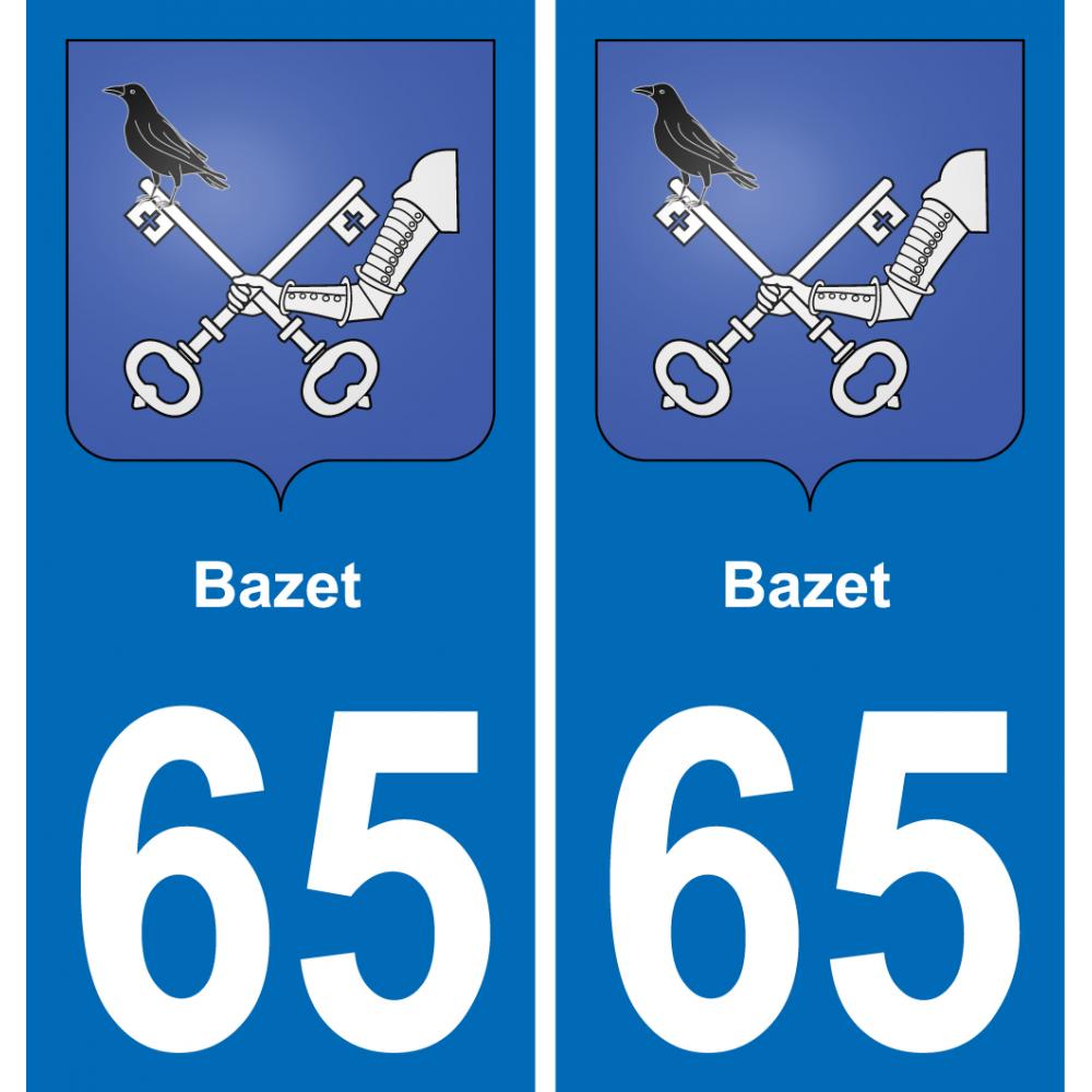 65 Bazet autocollant sticker plaque immatriculation auto ville