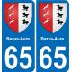 65 Bazus-Aure autocollant sticker plaque immatriculation auto ville