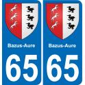 65 Bazus-Aure autocollant sticker plaque immatriculation auto ville